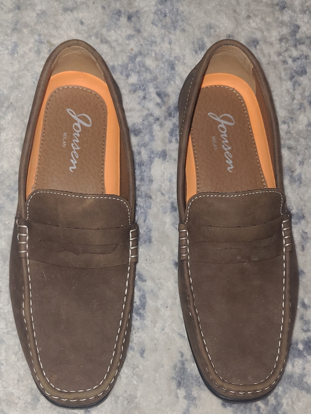 Jousen Men's Brown Suede Penny Loafers